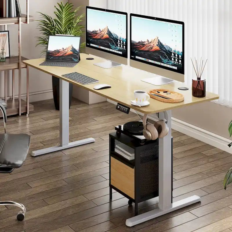 Bureau électrique réglable en hauteur, bureau informatique assis-debout avec plateau à raccord