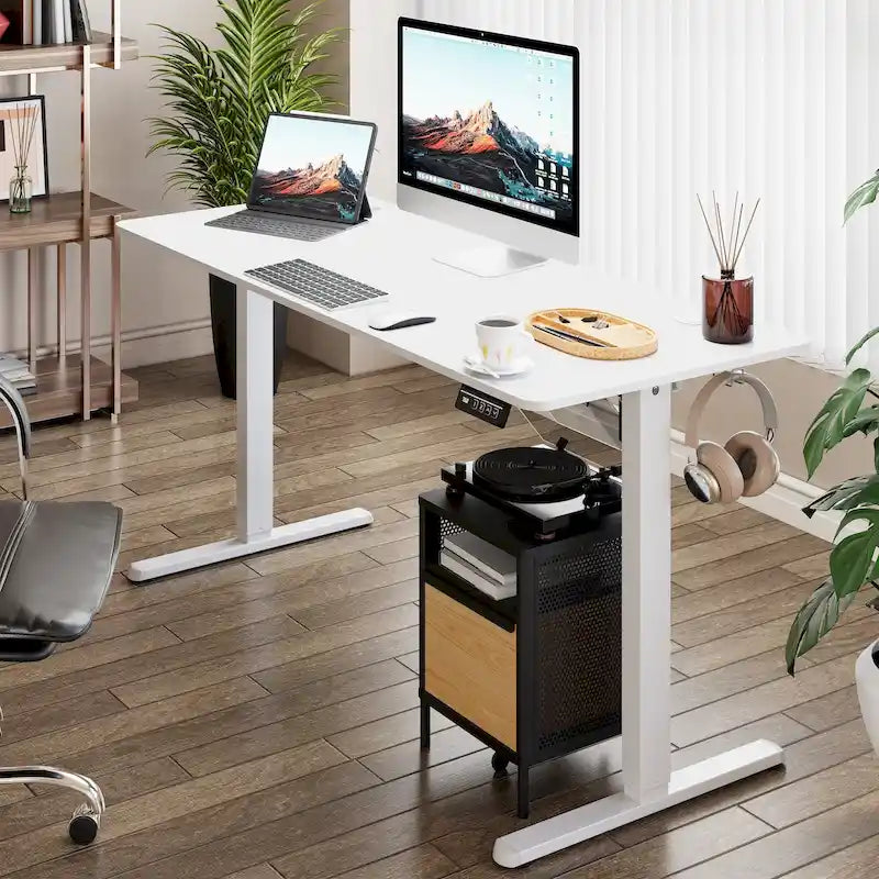Bureau électrique réglable en hauteur, bureau informatique assis-debout avec plateau à raccord