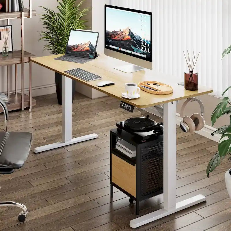 Bureau électrique réglable en hauteur, bureau informatique assis-debout avec plateau à raccord