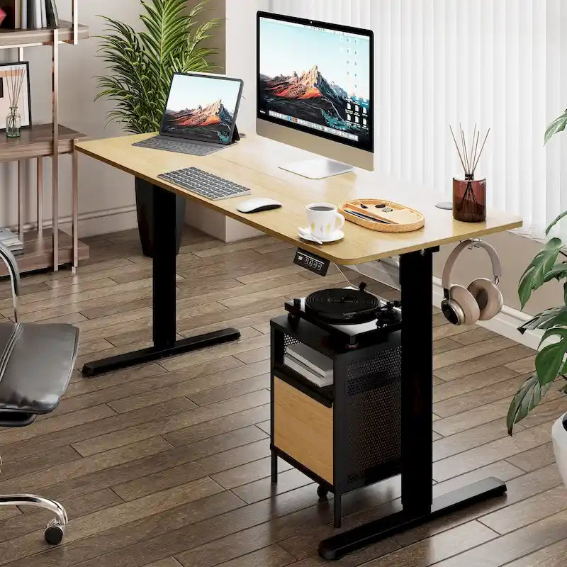 Bureau électrique réglable en hauteur, bureau informatique assis-debout avec plateau à raccord