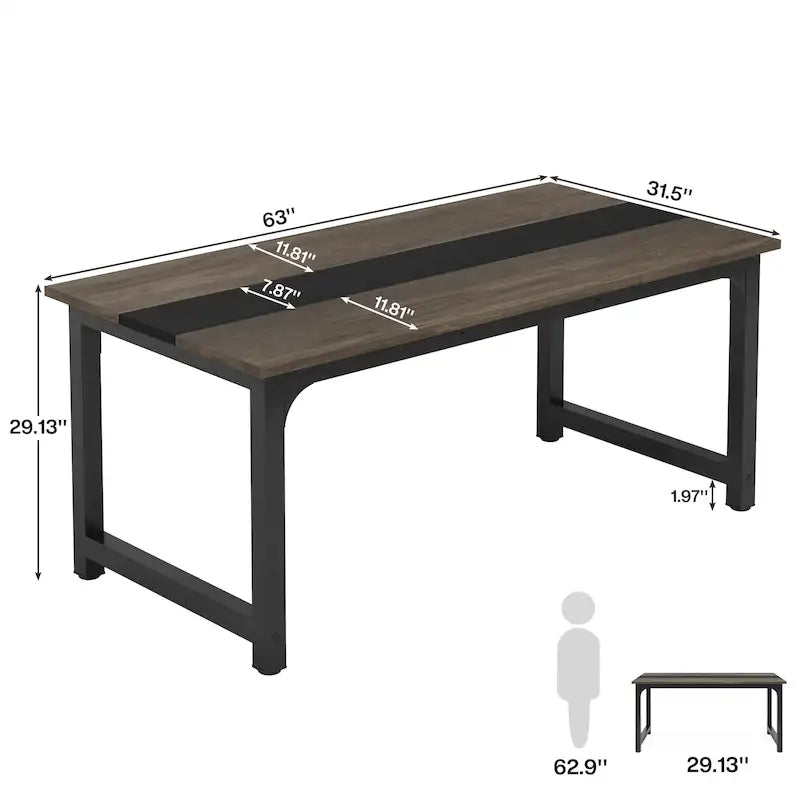 Bureau d’ordinateur moderne de 63 pouces pour bureau à domicile