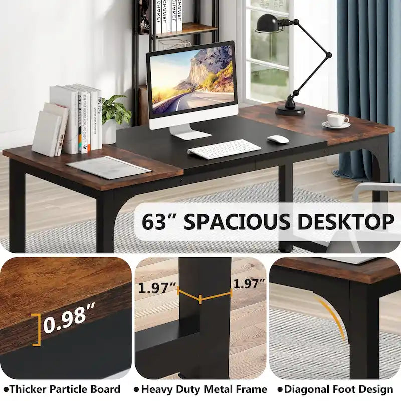 Bureau d’ordinateur moderne de 63 pouces pour bureau à domicile