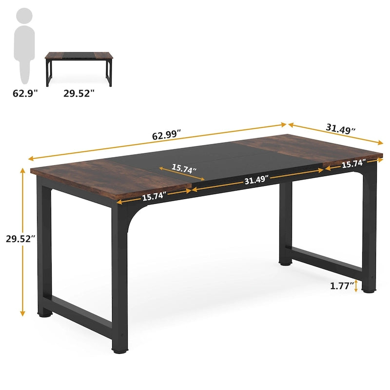 Bureau d’ordinateur moderne de 63 pouces pour bureau à domicile