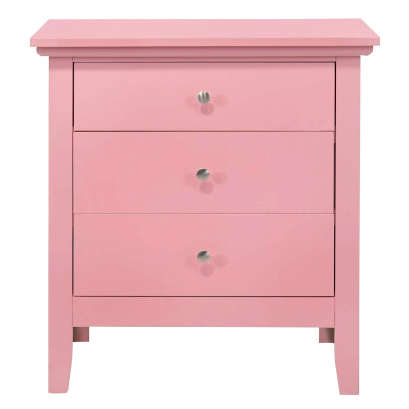 Mesita de noche moderna de 3 cajones, mesa auxiliar para dormitorio con almacenamiento, 26H x 24W x 18D in