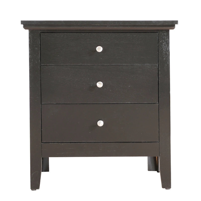 Mesita de noche moderna de 3 cajones, mesa auxiliar para dormitorio con almacenamiento, 26H x 24W x 18D in