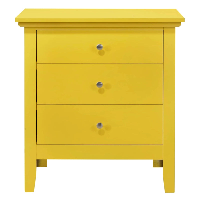 Comodino moderno con 3 cassetti, tavolino laterale per camera da letto con contenitore, 26H x 24W x 18D pollici