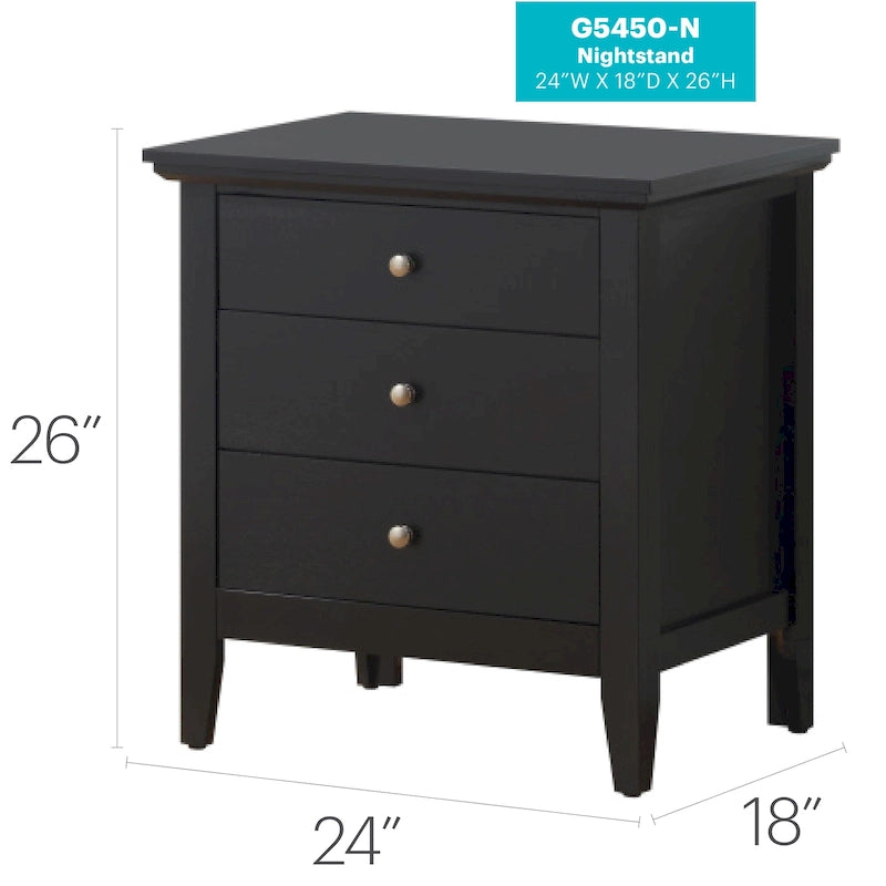 Comodino moderno con 3 cassetti, tavolino laterale per camera da letto con contenitore, 26H x 24W x 18D pollici