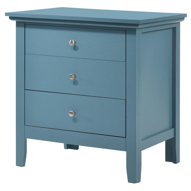 Mesita de noche moderna de 3 cajones, mesa auxiliar para dormitorio con almacenamiento, 26H x 24W x 18D in