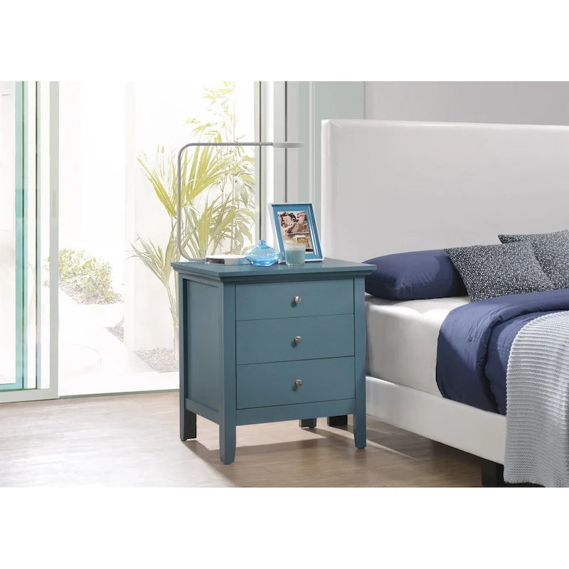 Comodino moderno con 3 cassetti, tavolino laterale per camera da letto con contenitore, 26H x 24W x 18D pollici