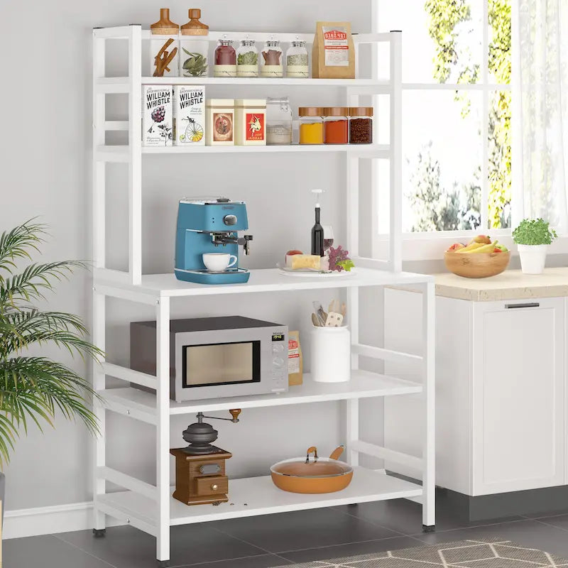 5-Tier Kitchen Bakers Rack Microwave Oven Stand Utility Storage Shelf with Hutch