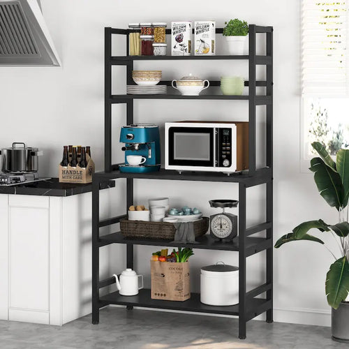 Estantería de cocina de 5 niveles para panadería, soporte para horno microondas, estante de almacenamiento auxiliar con alacena superior