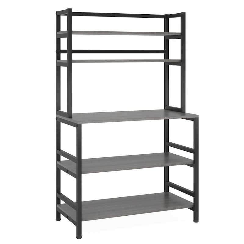 Estantería de cocina de 5 niveles para panadería, soporte para horno microondas, estante de almacenamiento auxiliar con alacena superior