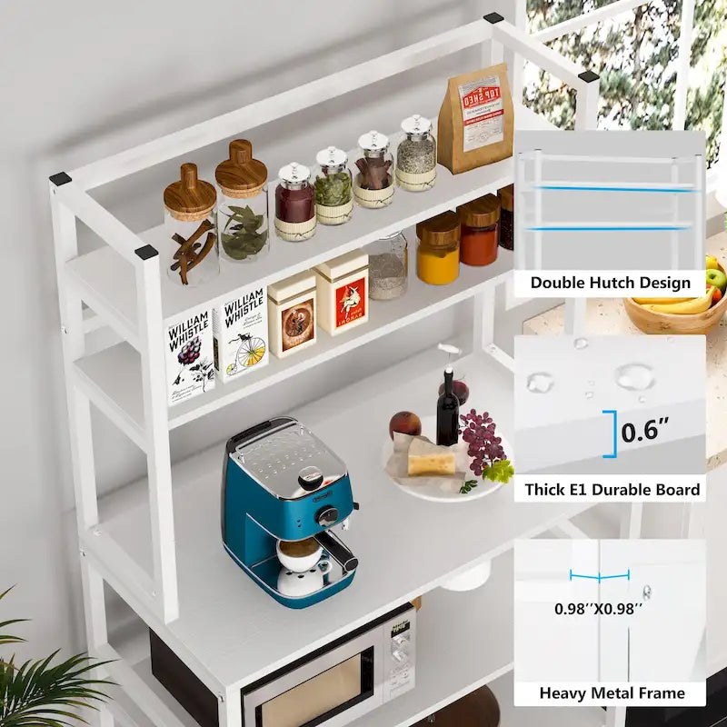 5-Tier Kitchen Bakers Rack Microwave Oven Stand Utility Storage Shelf with Hutch