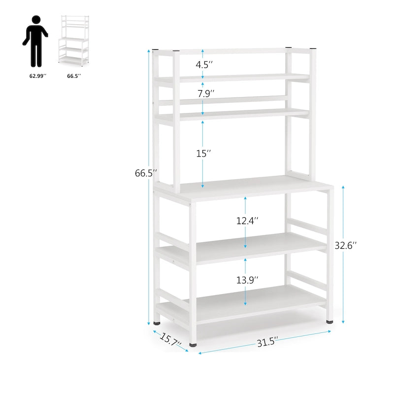 5-Tier Kitchen Bakers Rack Microwave Oven Stand Utility Storage Shelf with Hutch