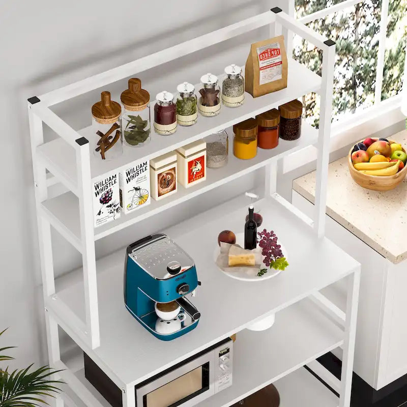5-Tier Kitchen Bakers Rack Microwave Oven Stand Utility Storage Shelf with Hutch