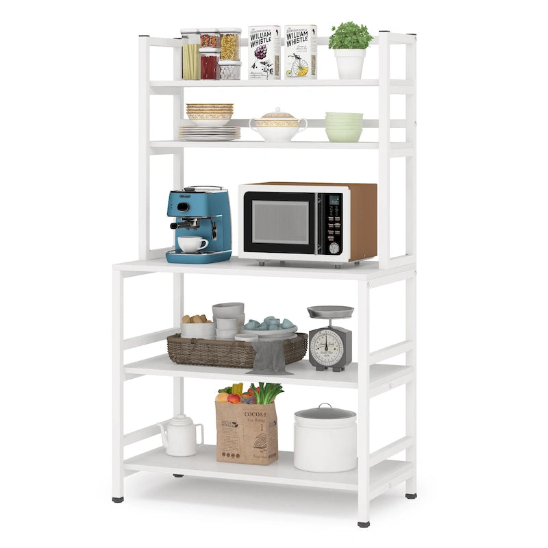 5-Tier Kitchen Bakers Rack Microwave Oven Stand Utility Storage Shelf with Hutch