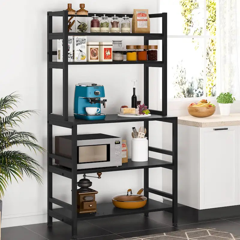 5-Tier Kitchen Bakers Rack Microwave Oven Stand Utility Storage Shelf with Hutch