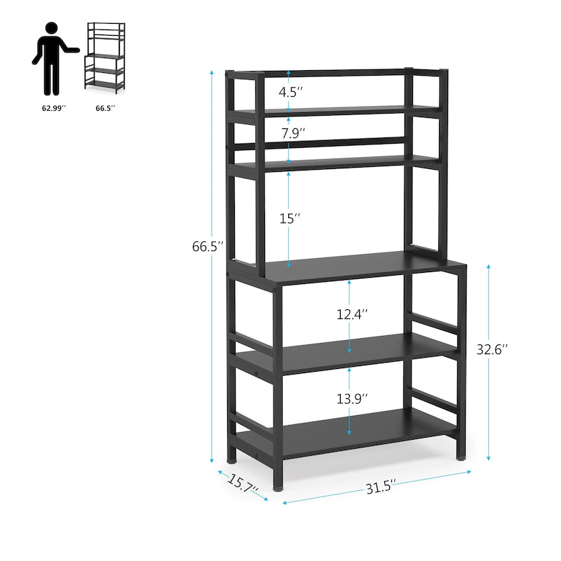 5-Tier Kitchen Bakers Rack Microwave Oven Stand Utility Storage Shelf with Hutch