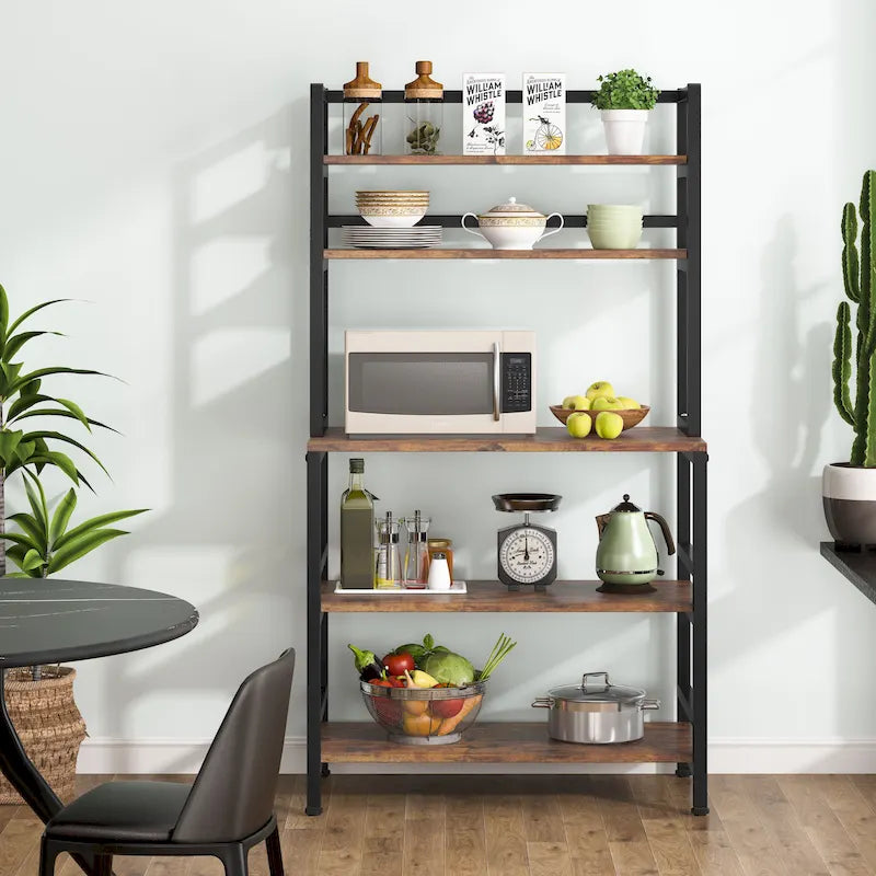 5-Tier Kitchen Bakers Rack Microwave Oven Stand Utility Storage Shelf with Hutch