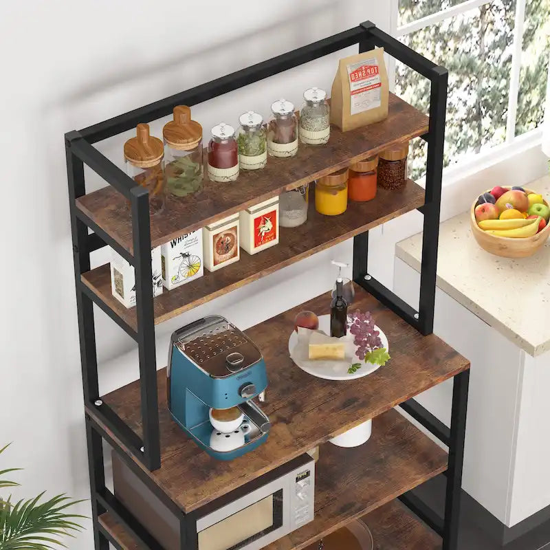 5-Tier Kitchen Bakers Rack Microwave Oven Stand Utility Storage Shelf with Hutch