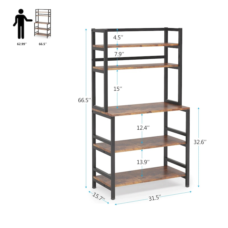 5-Tier Kitchen Bakers Rack Microwave Oven Stand Utility Storage Shelf with Hutch