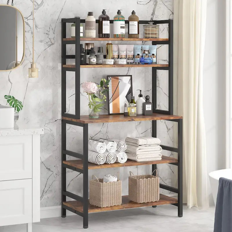 5-Tier Kitchen Bakers Rack Microwave Oven Stand Utility Storage Shelf with Hutch