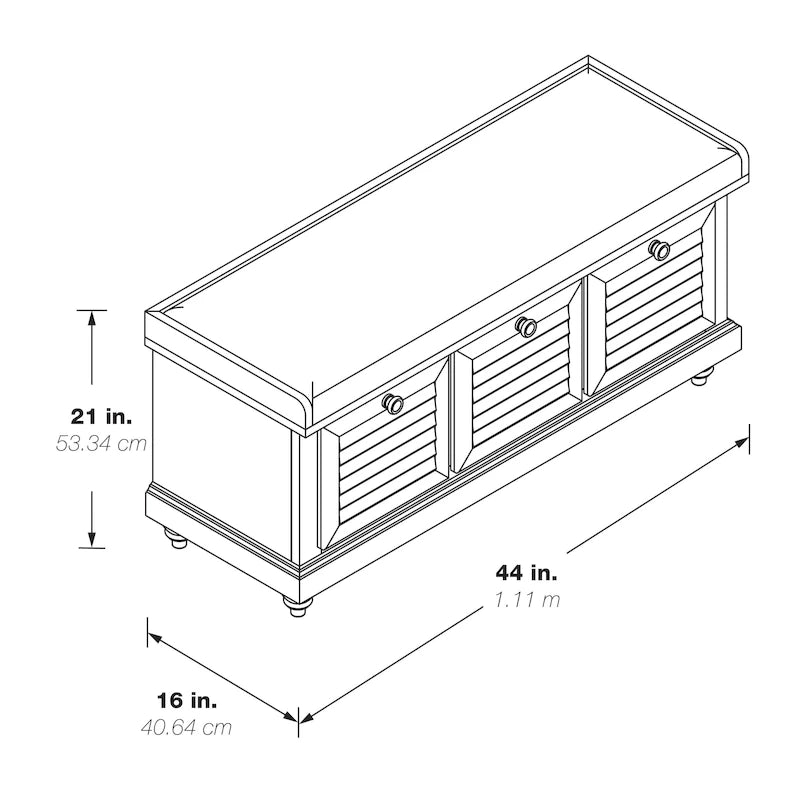 Coastal Style Lift-Top Storage Bench with Shutter Front and Cushion