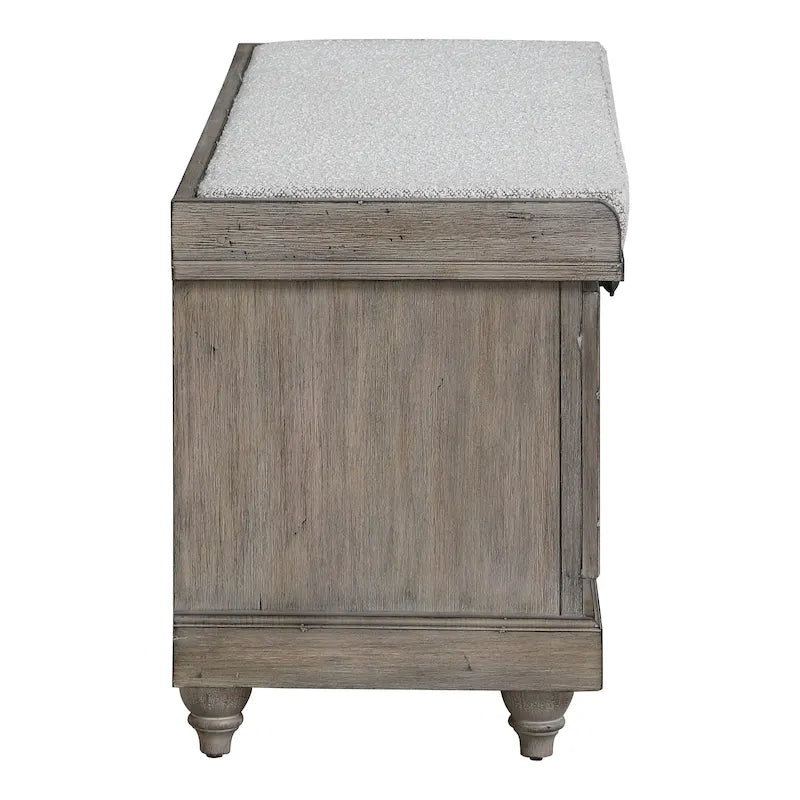 Coastal Style Lift-Top Storage Bench with Shutter Front and Cushion