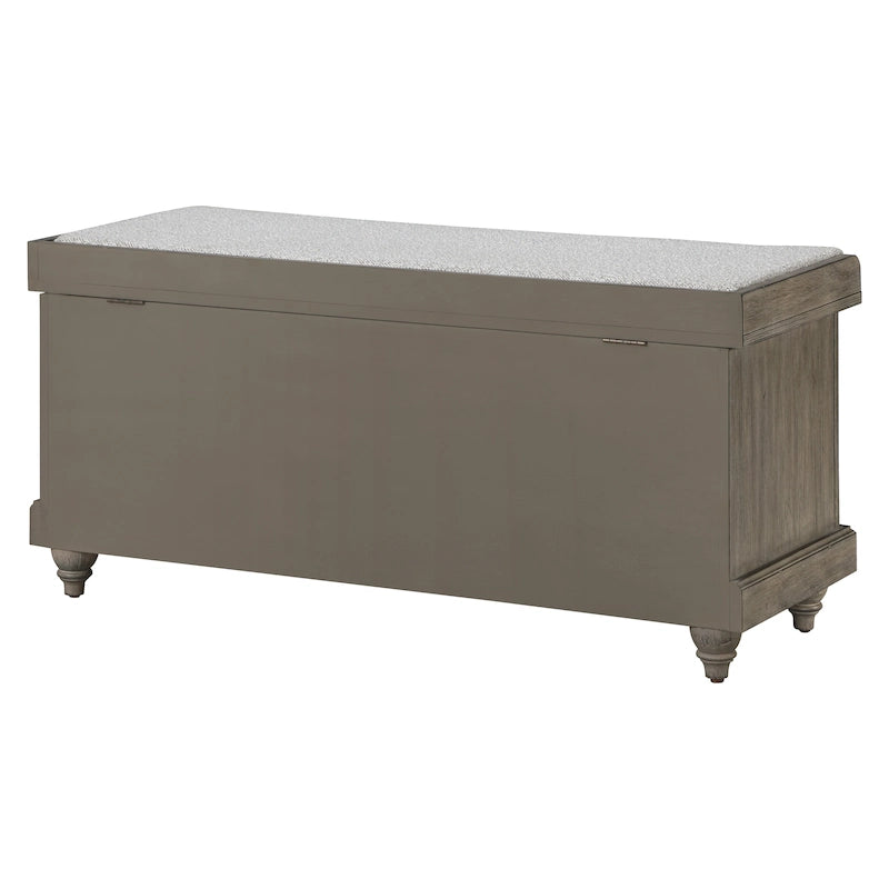 Coastal Style Lift-Top Storage Bench with Shutter Front and Cushion