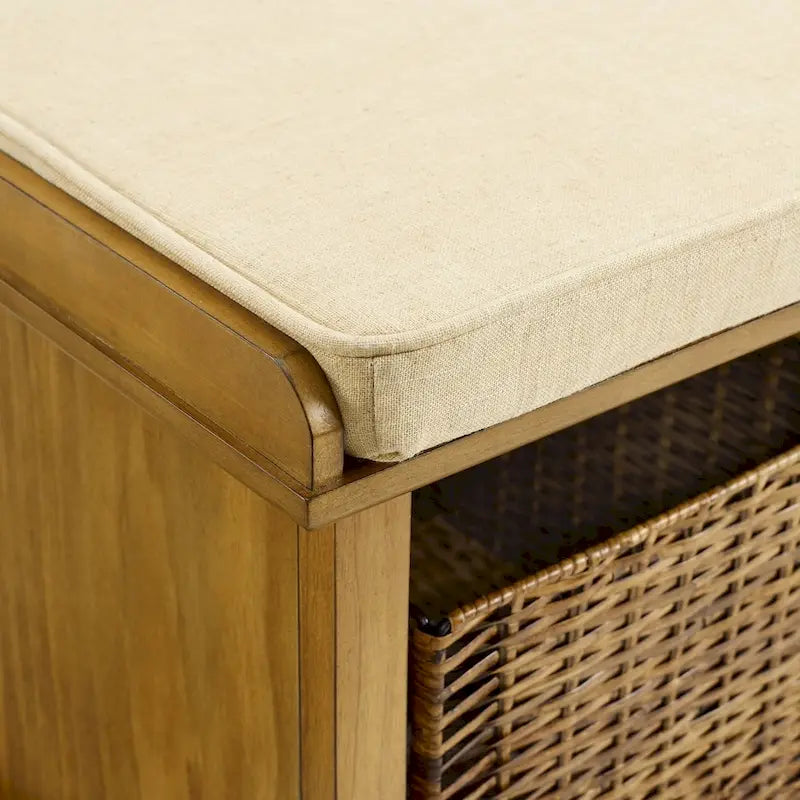 Entryway Cubby Storage Bench with Baskets and Shoe Slots 42W