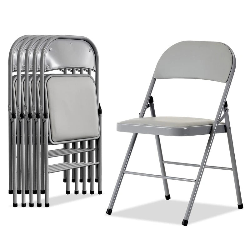 Juego de sillas de comedor plegables de hierro y PVC para uso en interiores y exteriores