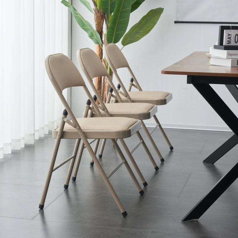 Juego de sillas de comedor plegables de hierro y PVC para uso en interiores y exteriores