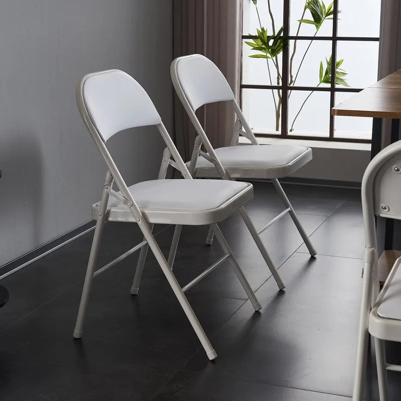Set di sedie da pranzo pieghevoli in ferro e PVC per uso interno ed esterno