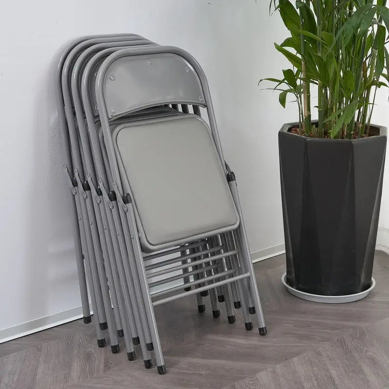 Set di sedie da pranzo pieghevoli in ferro e PVC per uso interno ed esterno