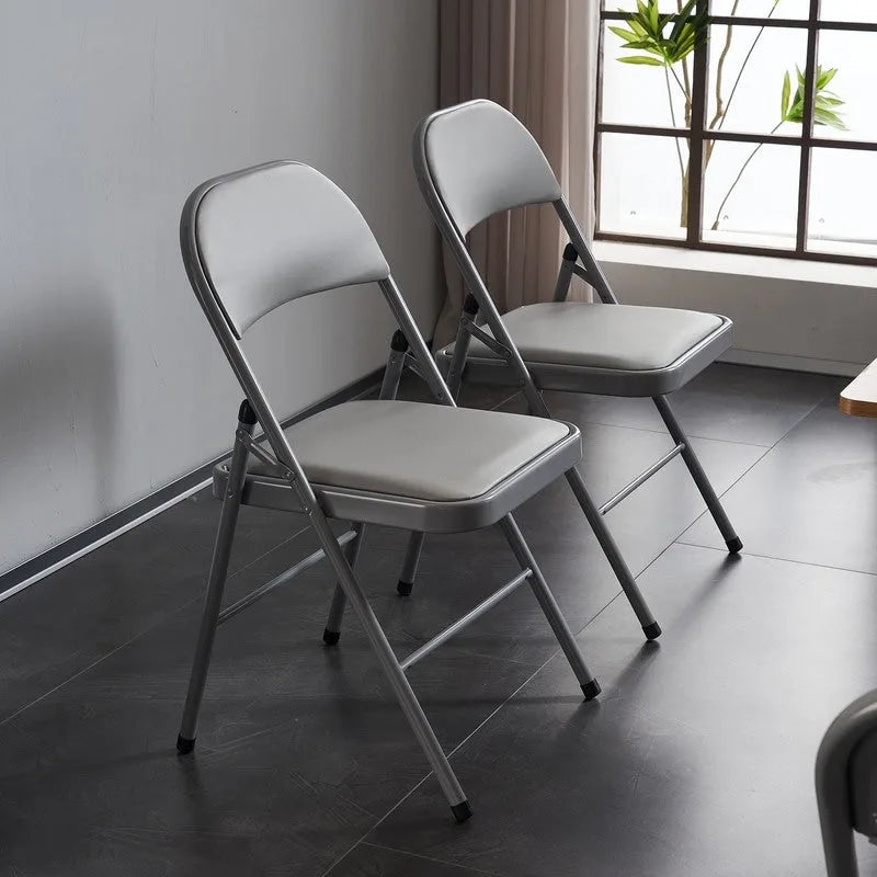 Set di sedie da pranzo pieghevoli in ferro e PVC per uso interno ed esterno