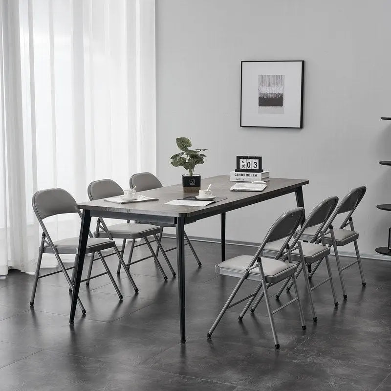 Set di sedie da pranzo pieghevoli in ferro e PVC per uso interno ed esterno