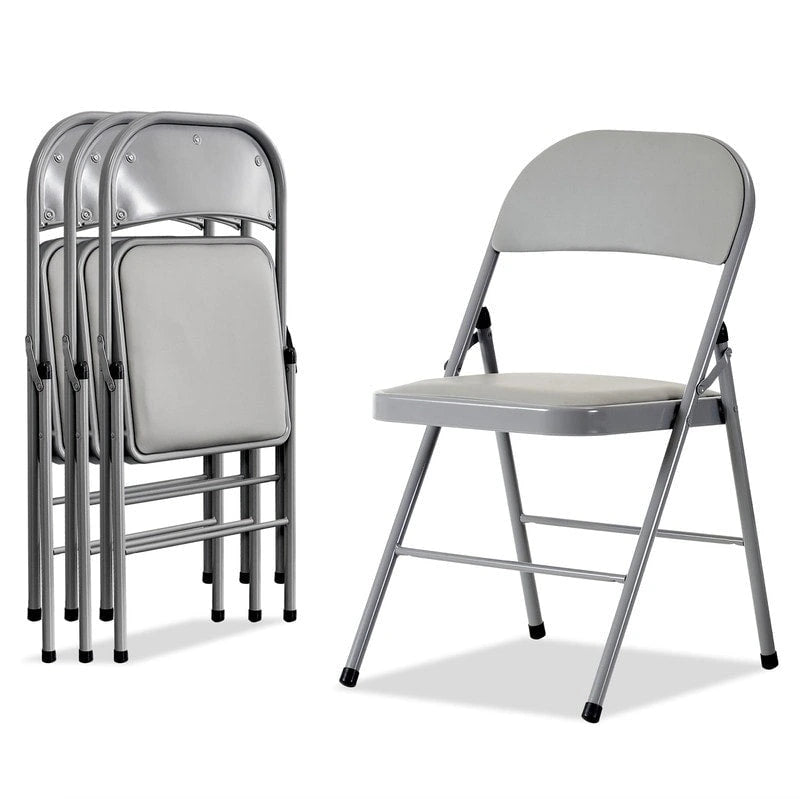 Set di sedie da pranzo pieghevoli in ferro e PVC per uso interno ed esterno