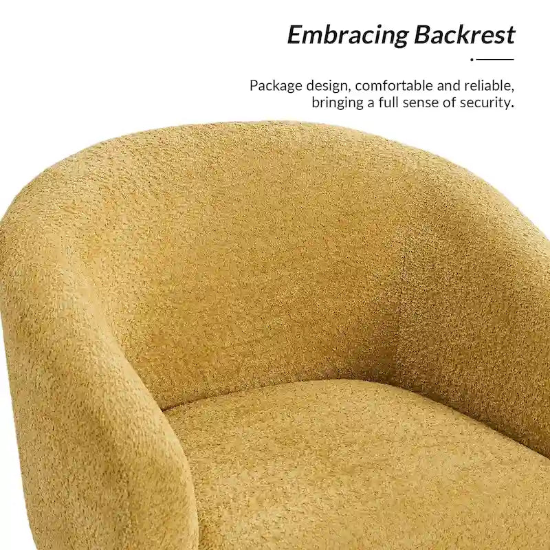 Modern Barrel Armchair with Flared Metal Legs and Chenille Upholstery