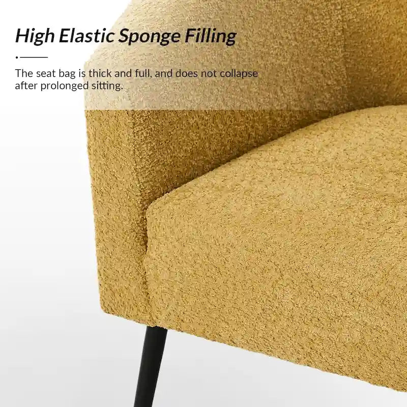 Modern Barrel Armchair with Flared Metal Legs and Chenille Upholstery