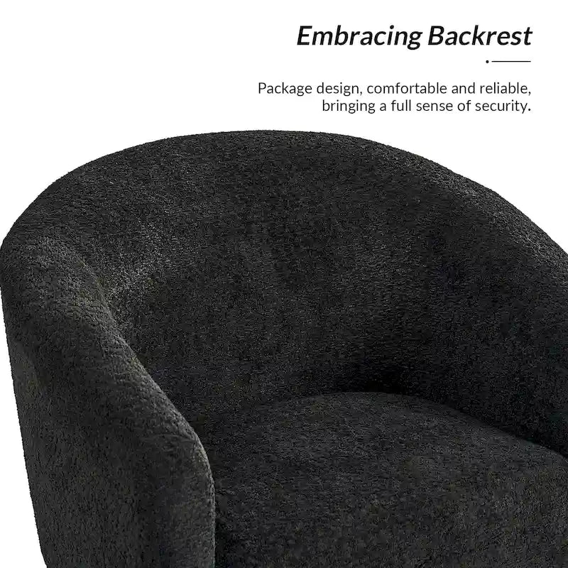 Modern Barrel Armchair with Flared Metal Legs and Chenille Upholstery