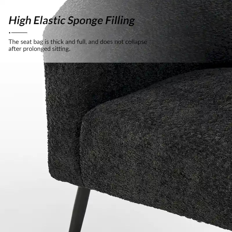 Modern Barrel Armchair with Flared Metal Legs and Chenille Upholstery
