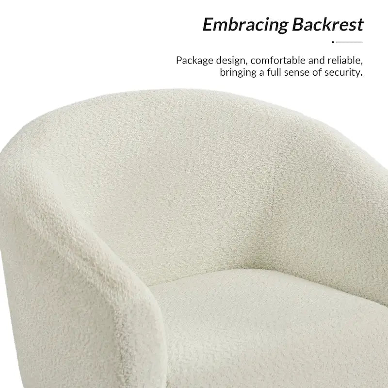 Modern Barrel Armchair with Flared Metal Legs and Chenille Upholstery