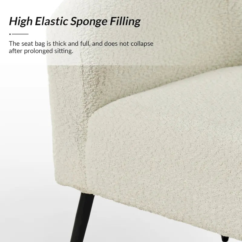 Modern Barrel Armchair with Flared Metal Legs and Chenille Upholstery