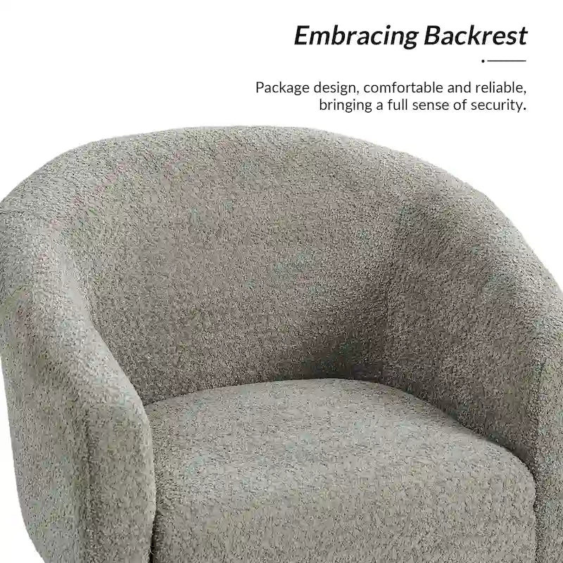 Modern Barrel Armchair with Flared Metal Legs and Chenille Upholstery