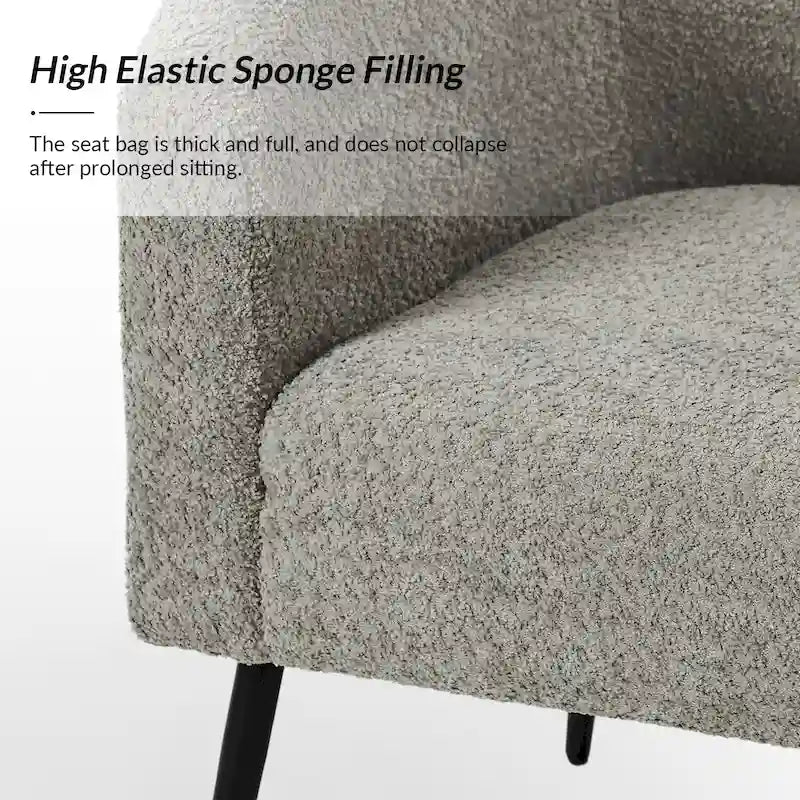 Modern Barrel Armchair with Flared Metal Legs and Chenille Upholstery