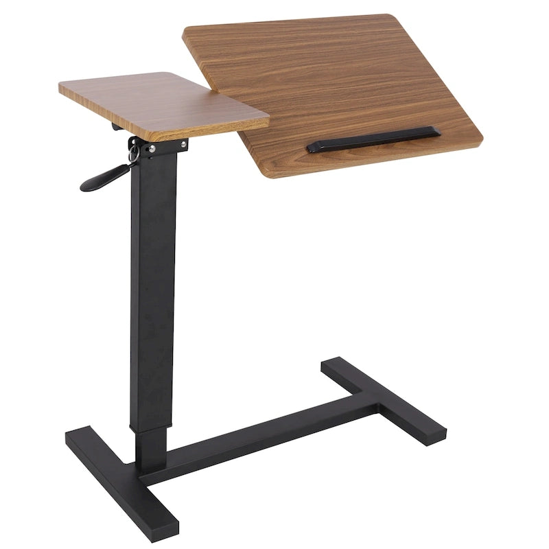 Overbed Table Height Adjustable Sofa Laptop Desk Tilting with 4 Wheels
