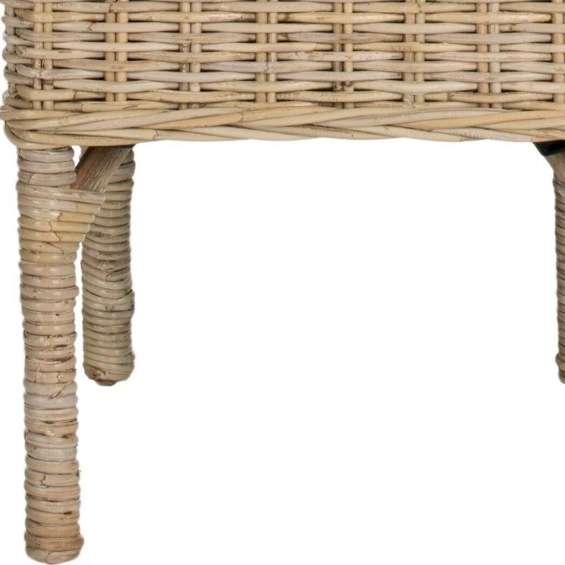 Juego de 2 sillas de comedor de mimbre y ratán natural sin acabado, estilo granja