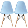 Lot de 2 chaises de salle à manger rétro en plastique, avec pieds en bois massif