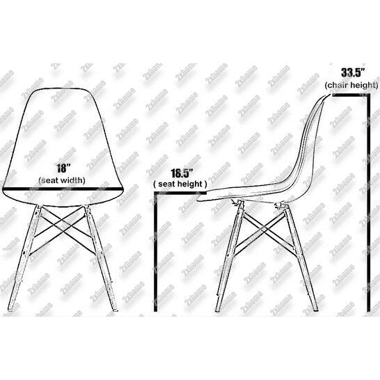 Juego de 2 sillas de comedor retro de plástico estilo Eiffel con patas de madera maciza