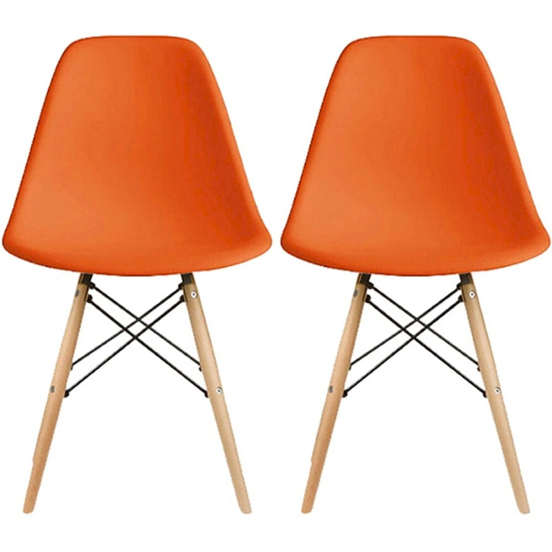Lot de 2 chaises de salle à manger rétro en plastique, avec pieds en bois massif